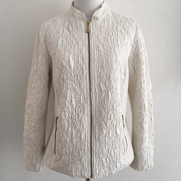 Chico’s Sweater Jacket White Full Zip Size 1 - Picture 1 of 6